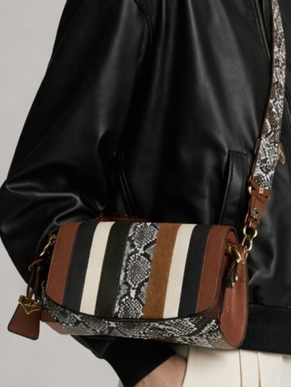 Sammy Brown & Black Striped Crossbody Bag, Animal print mix